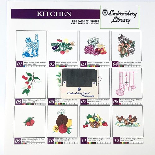 Scheda disegni ricamo cucina